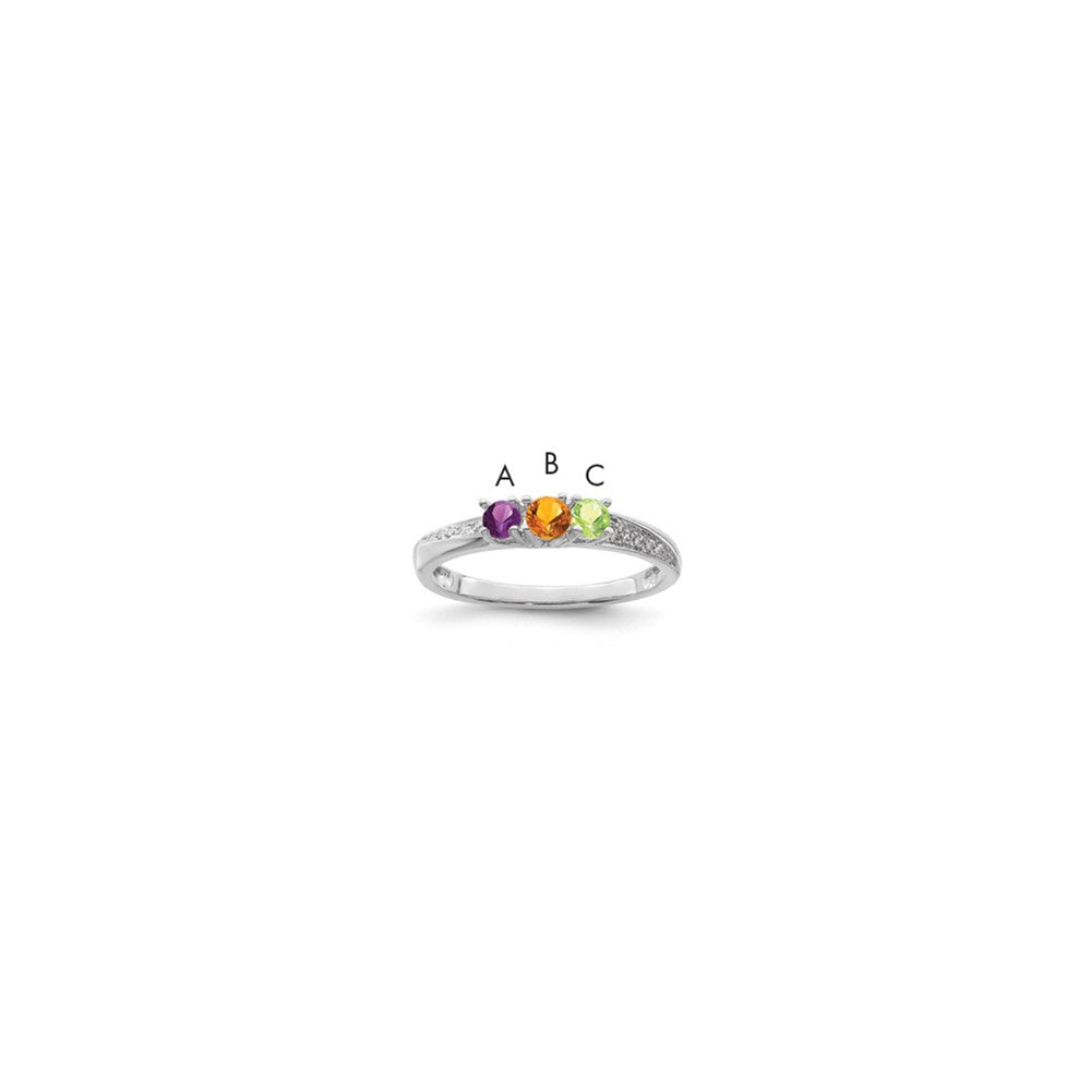 14K White Gold Family Jewelry Genuine Stone & Diamond Set Ring