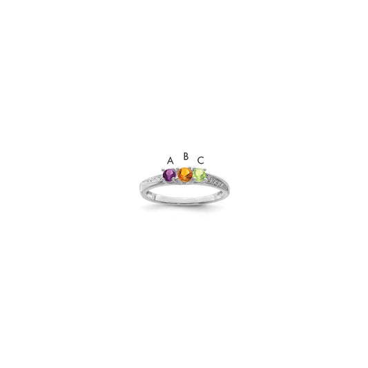 14K White Gold Family Jewelry Synthetic Stone & Diamond Set Ring
