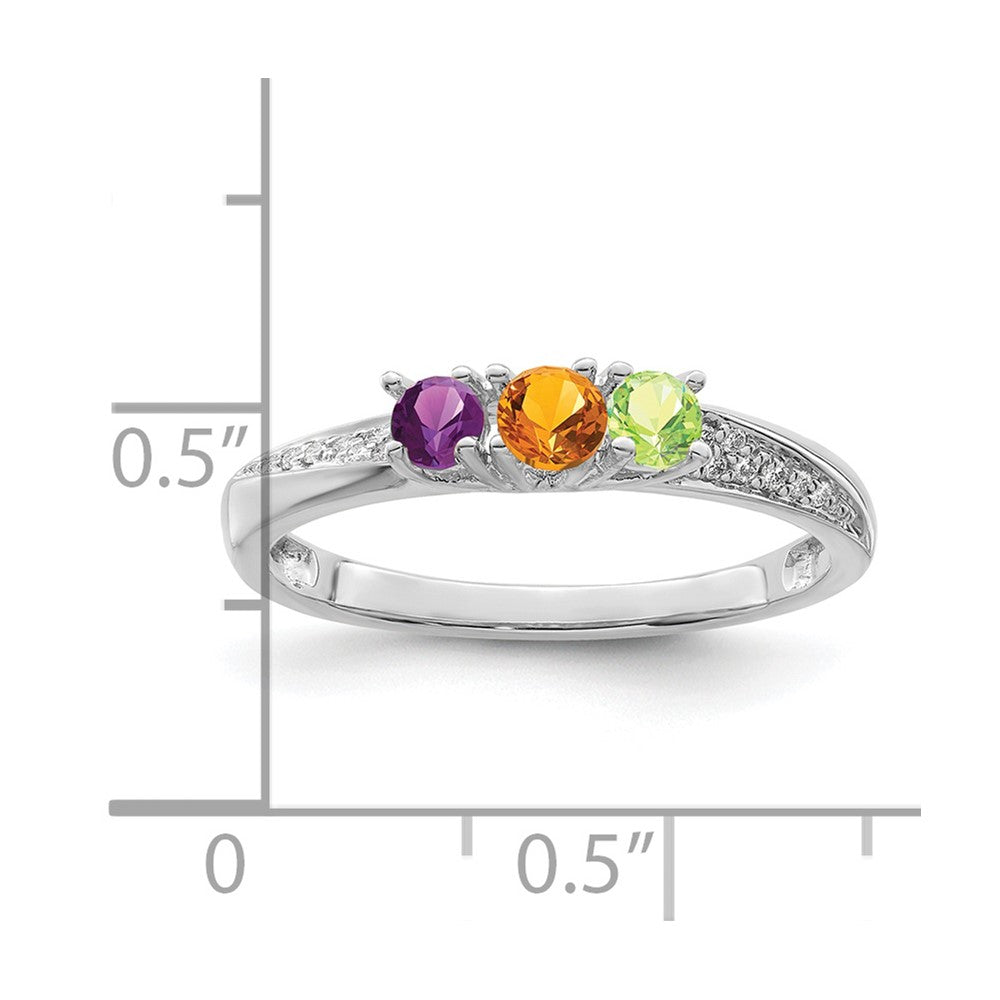 14K White Gold Family Jewelry Genuine Stone & Diamond Set Ring