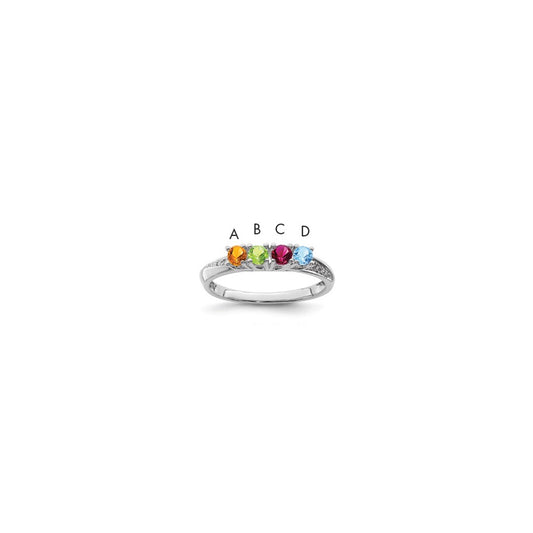 14K White Gold Family Jewelry Diamond Semi-Set Ring
