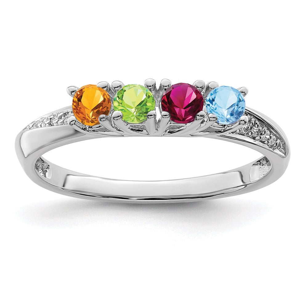 14K White Gold Family Jewelry Diamond Semi-Set Ring