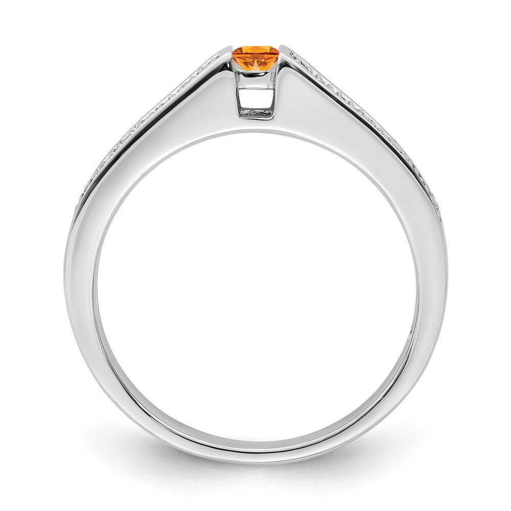 14K White Gold Family Jewelry Synthetic Stone & Diamond Set Ring