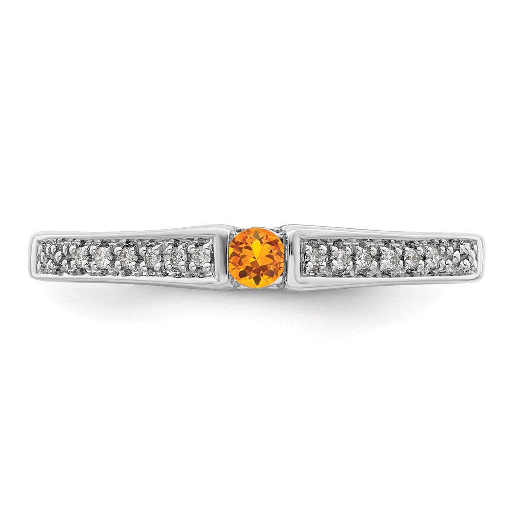 14K White Gold Family Jewelry Genuine Stone & Diamond Set Ring