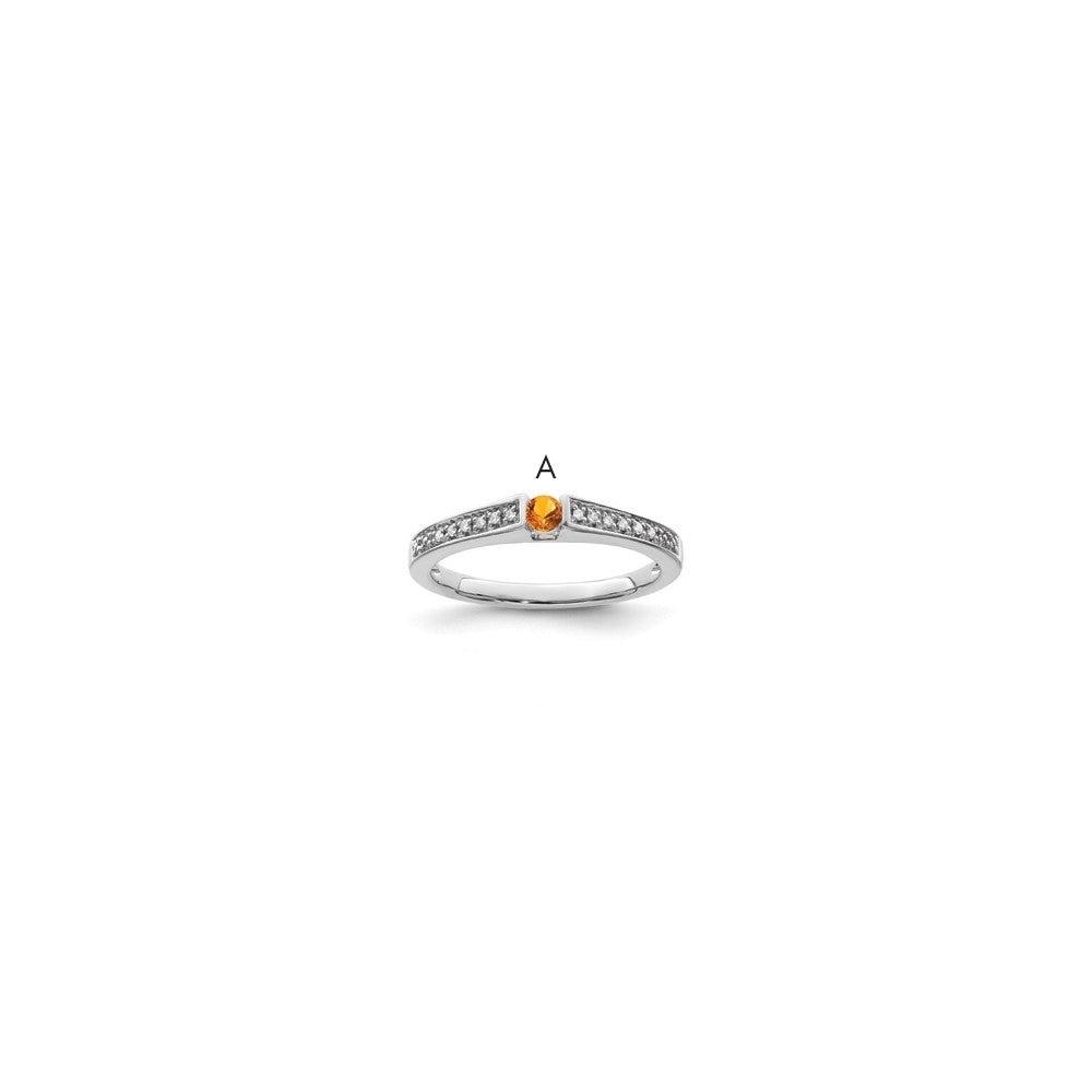 14K White Gold Family Jewelry Genuine Stone & Diamond Set Ring
