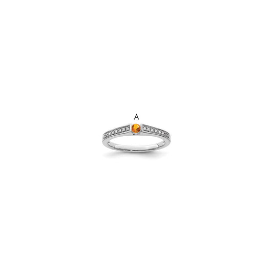 14K White Gold Family Jewelry Genuine Stone & Diamond Set Ring