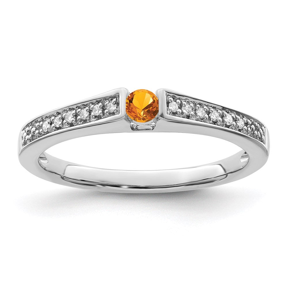 14K White Gold Family Jewelry Synthetic Stone & Diamond Set Ring