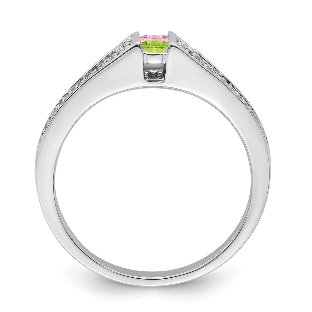 14K White Gold Family Jewelry Genuine Stone & Diamond Set Ring