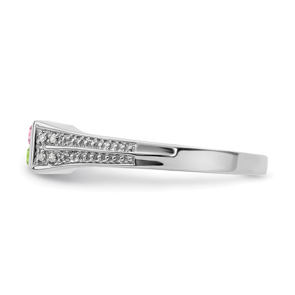 14K White Gold Family Jewelry Synthetic Stone & Diamond Set Ring