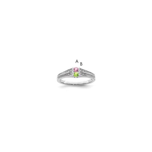 14K White Gold Family Jewelry Genuine Stone & Diamond Set Ring