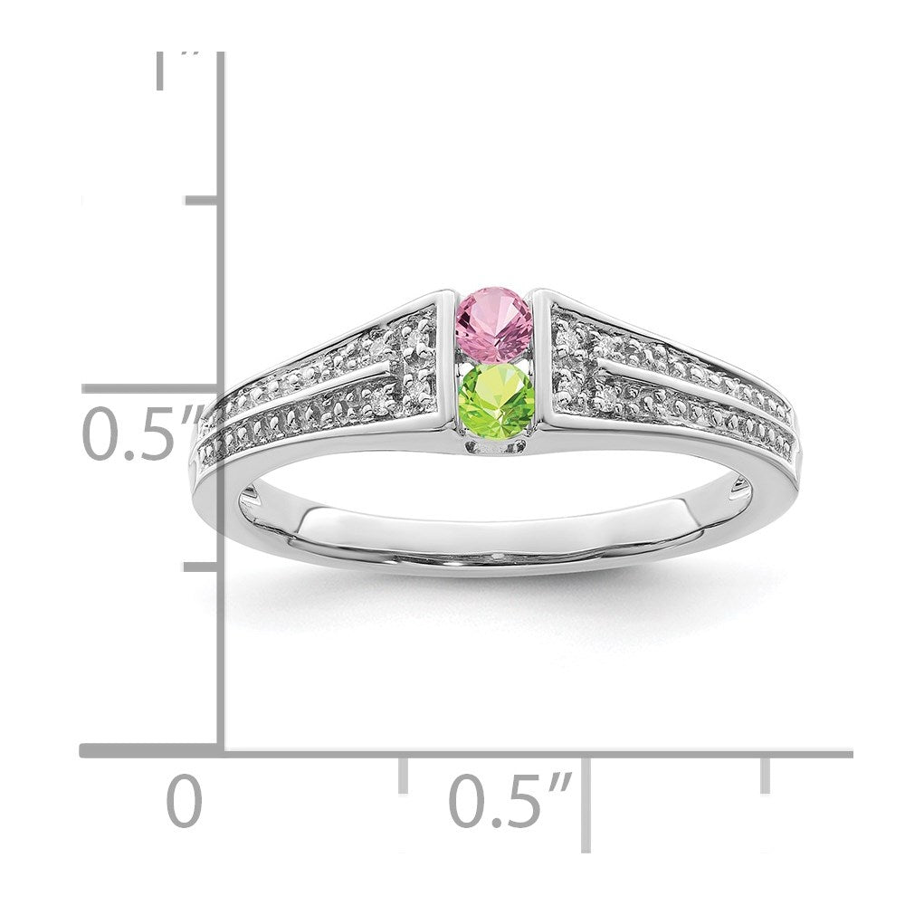 14K White Gold Family Jewelry Synthetic Stone & Diamond Set Ring