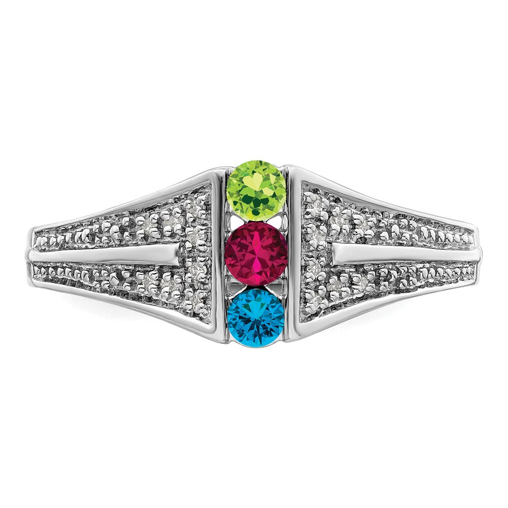 14K White Gold Family Jewelry Genuine Stone & Diamond Set Ring