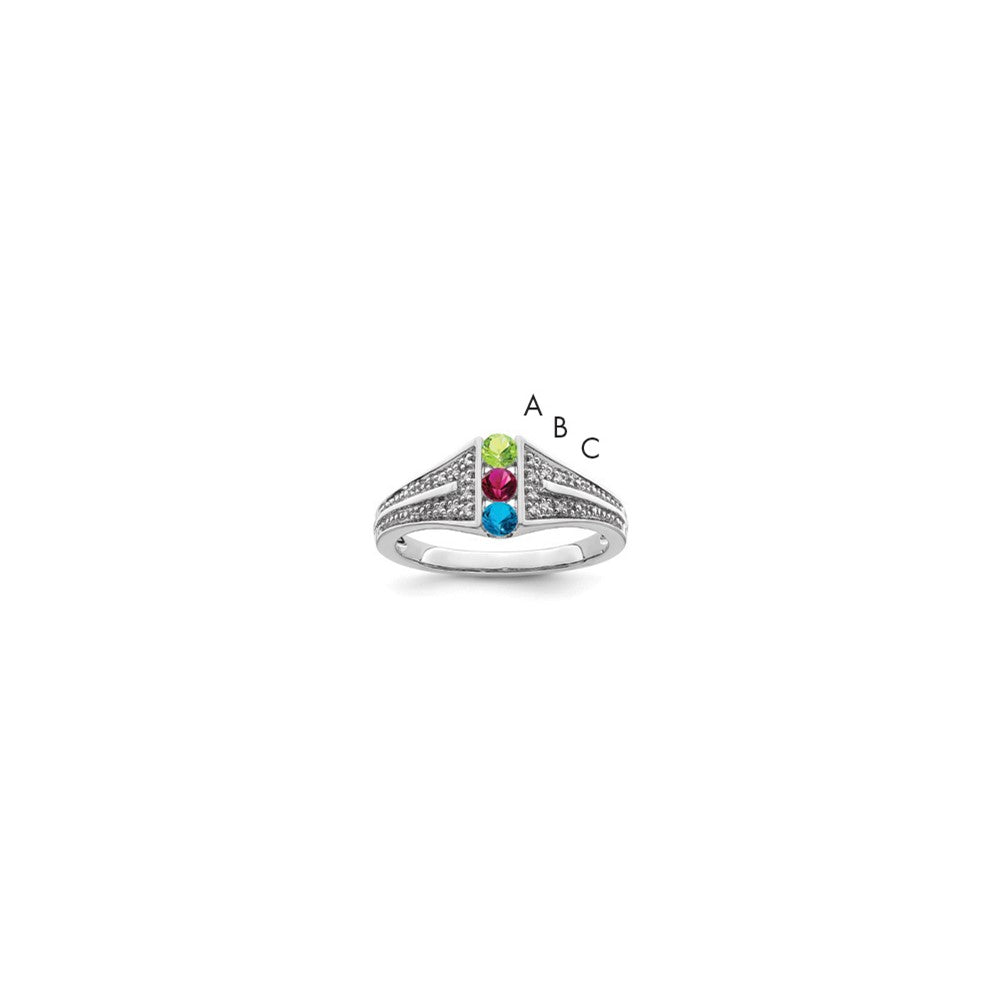 14K White Gold Family Jewelry Genuine Stone & Diamond Set Ring
