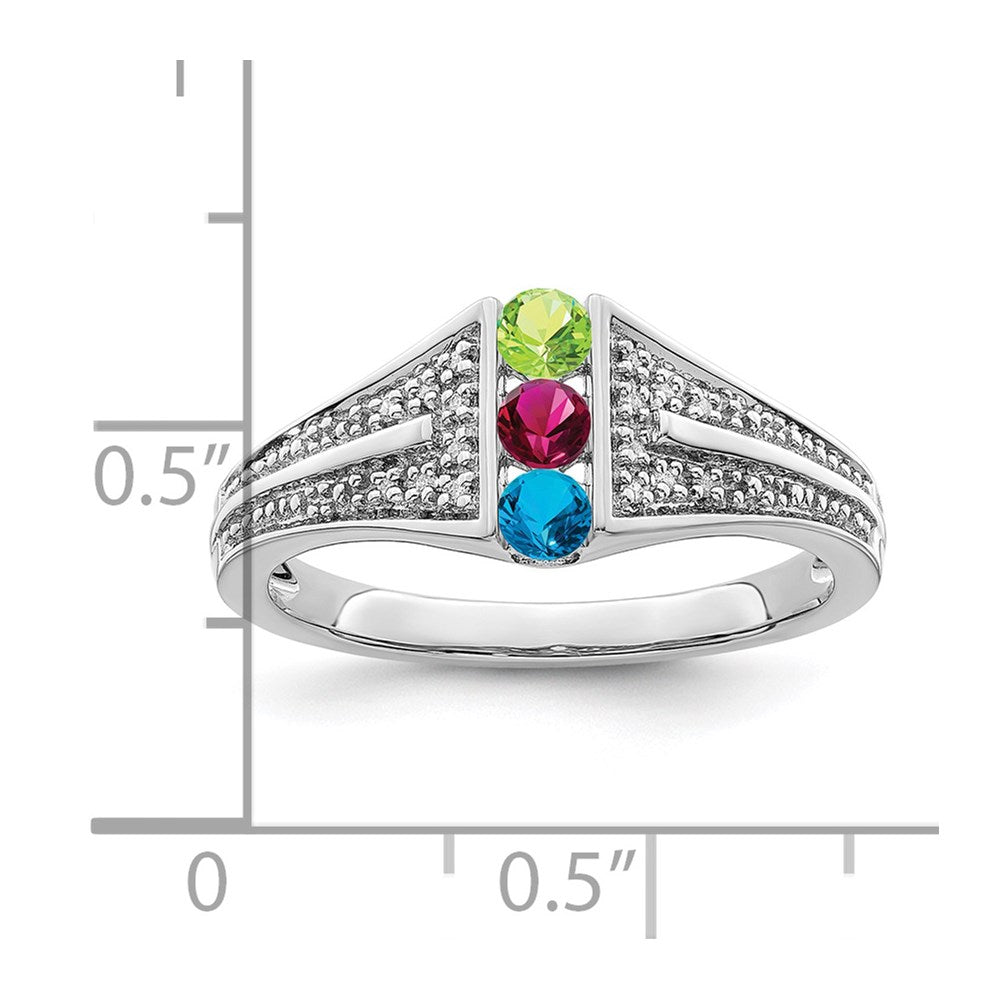 14K White Gold Family Jewelry Genuine Stone & Diamond Set Ring