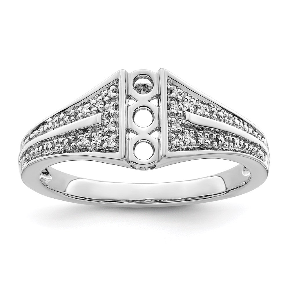 14K White Gold Family Jewelry Genuine Stone & Diamond Set Ring
