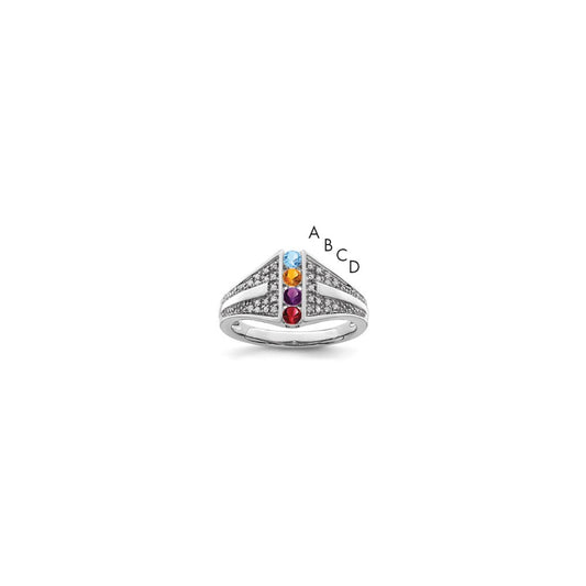 14K White Gold Family Jewelry Diamond Semi-Set Ring
