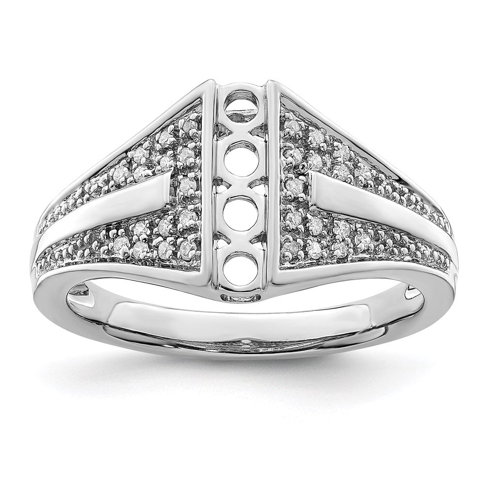 14K White Gold Family Jewelry Synthetic Stone & Diamond Set Ring