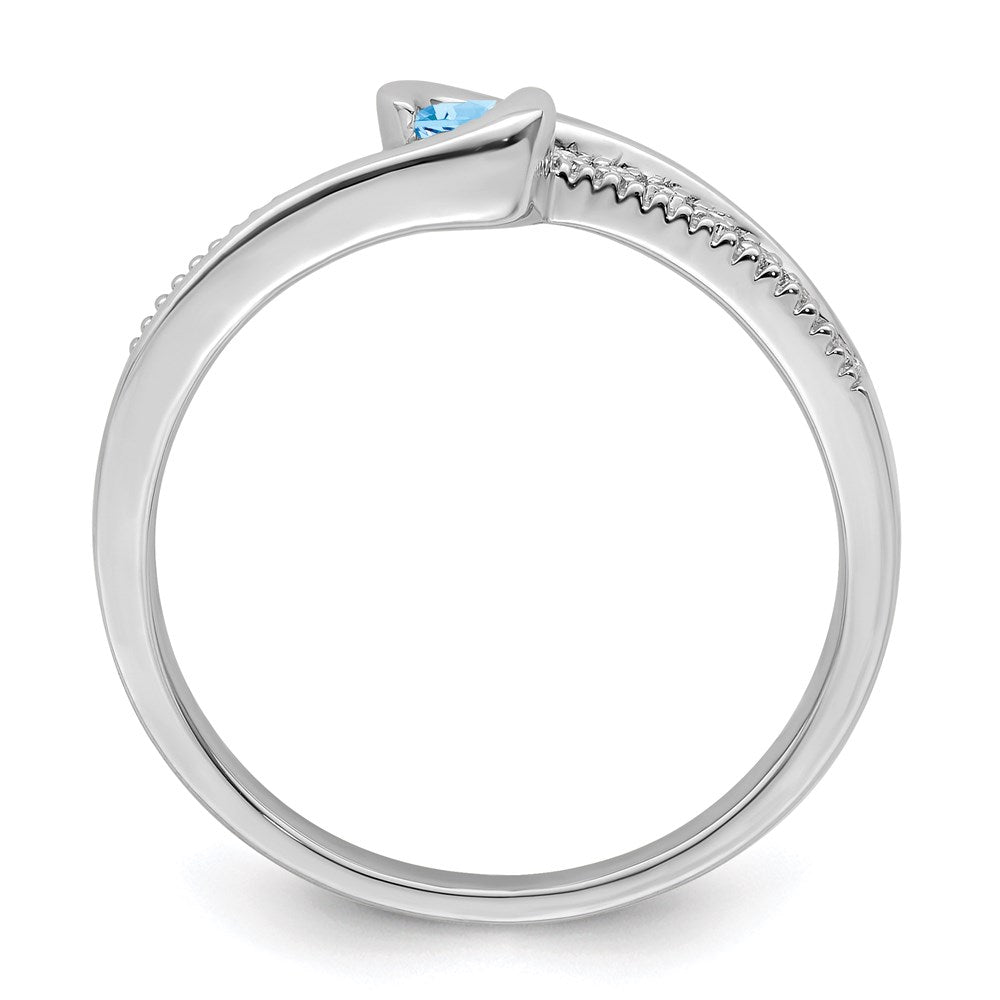 14K White Gold Family Jewelry Synthetic Stone & Diamond Set Ring