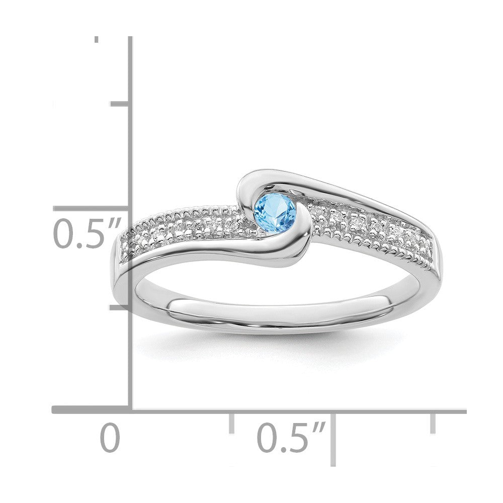 14K White Gold Family Jewelry Genuine Stone & Diamond Set Ring