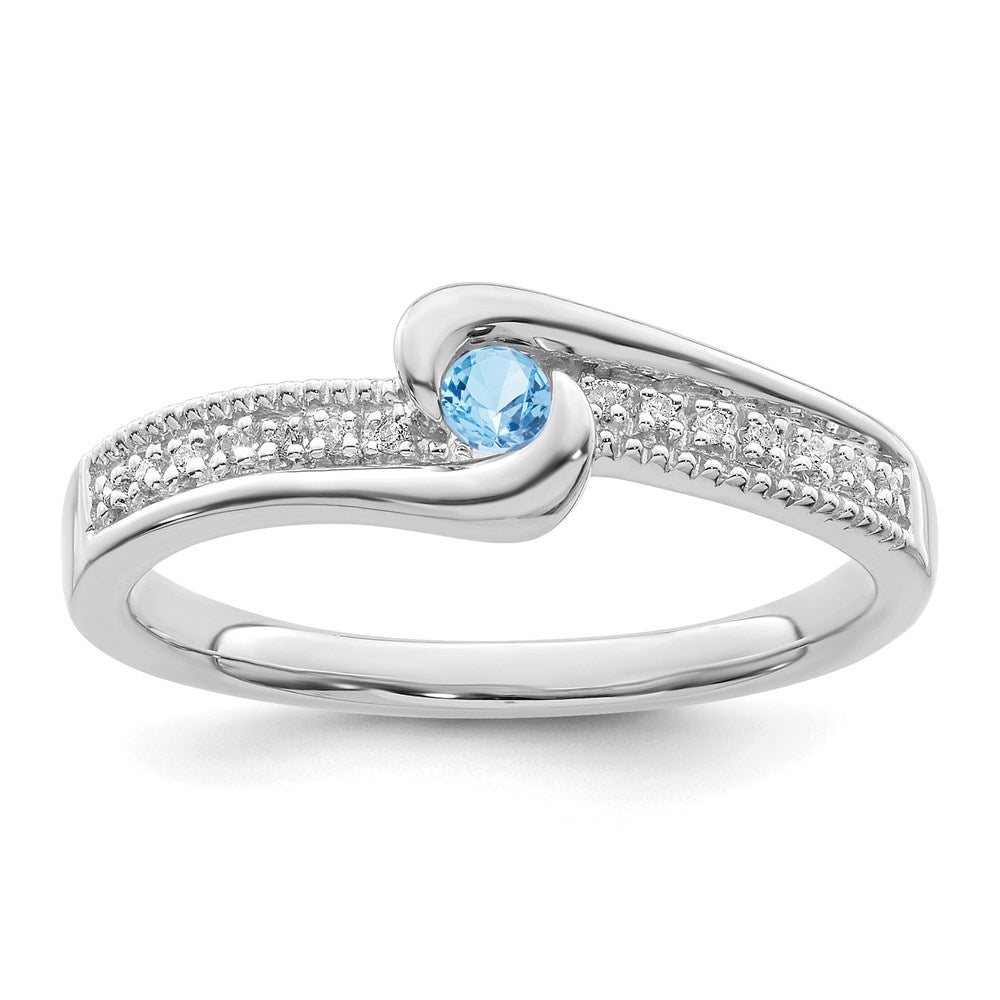 14K White Gold Family Jewelry Genuine Stone & Diamond Set Ring
