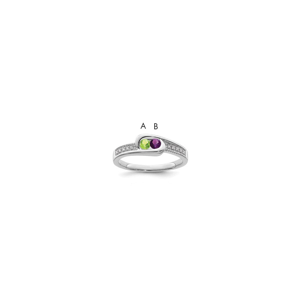 14K White Gold Family Jewelry Synthetic Stone & Diamond Set Ring