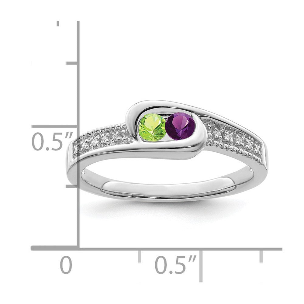 14K White Gold Family Jewelry Synthetic Stone & Diamond Set Ring