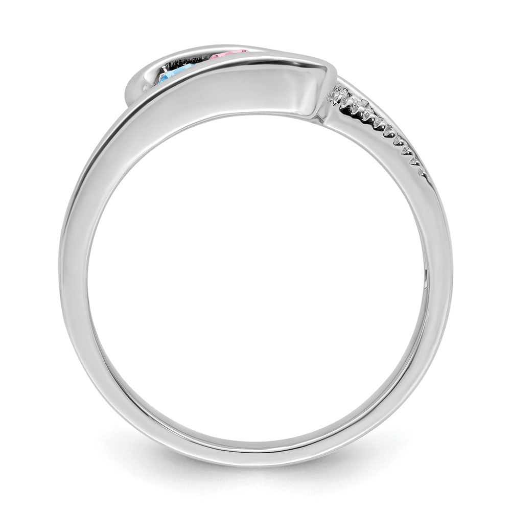 14K White Gold Family Jewelry Synthetic Stone & Diamond Set Ring