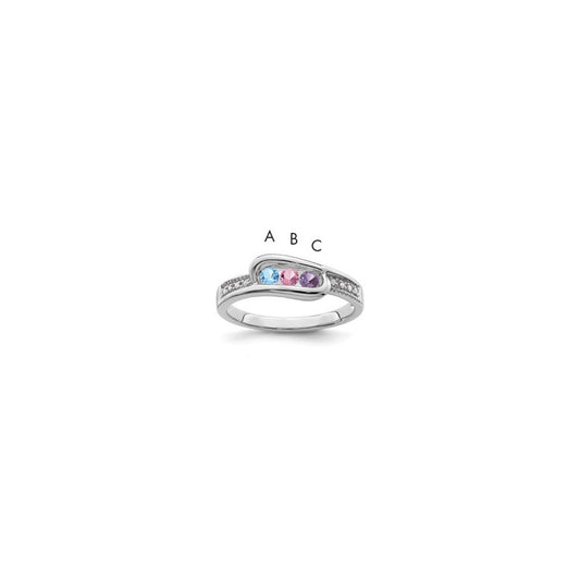 14K White Gold Family Jewelry Synthetic Stone & Diamond Set Ring