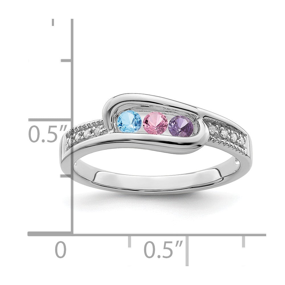 14K White Gold Family Jewelry Genuine Stone & Diamond Set Ring