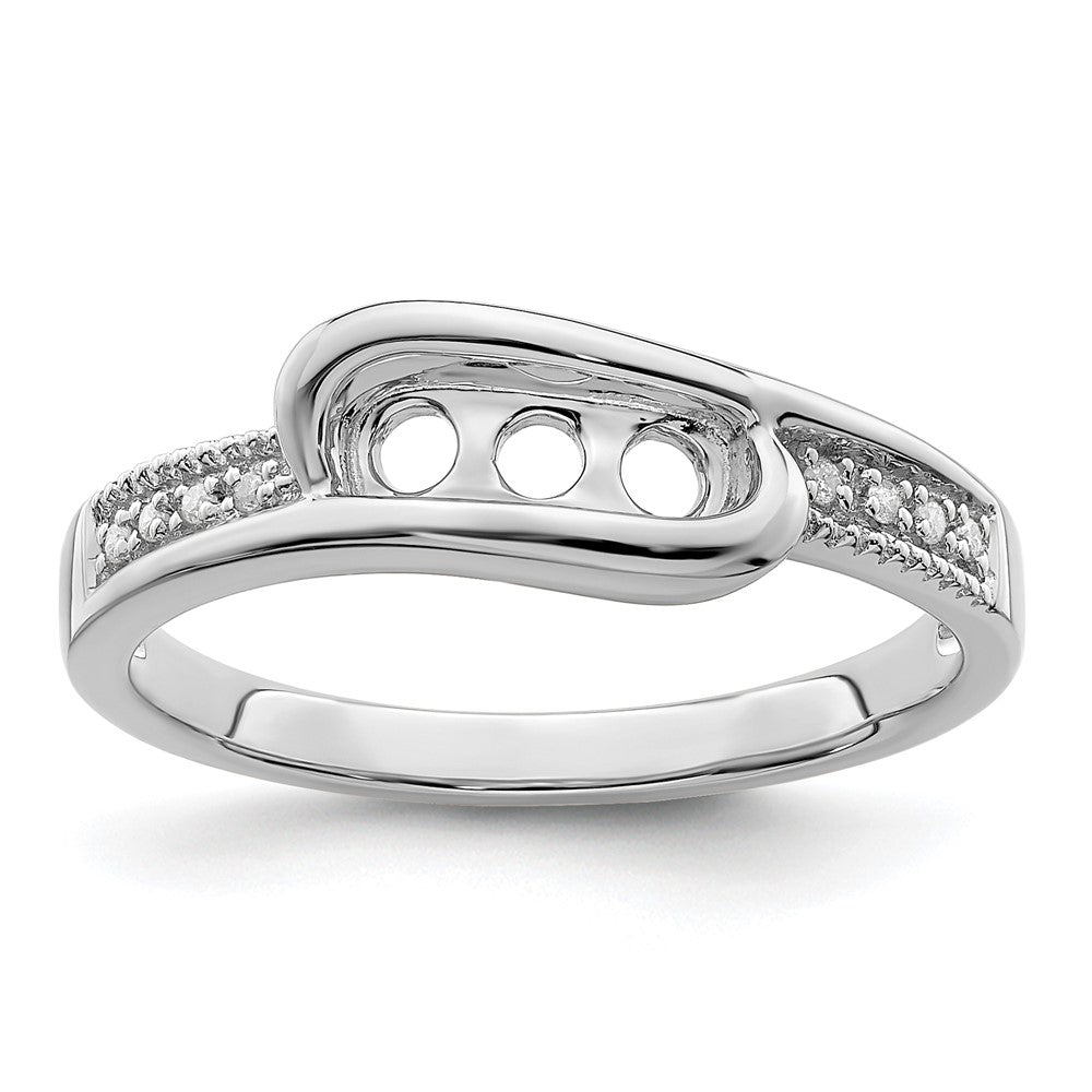 14K White Gold Family Jewelry Genuine Stone & Diamond Set Ring