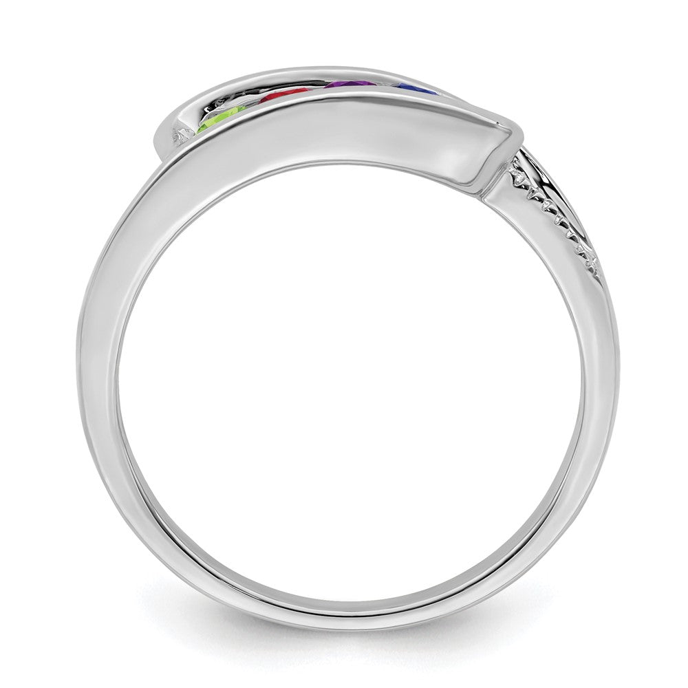 14K White Gold Family Jewelry Synthetic Stone & Diamond Set Ring