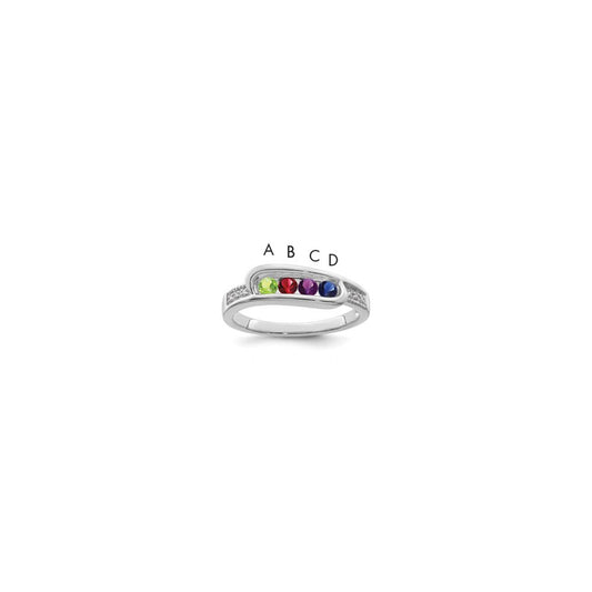 14K White Gold Family Jewelry Genuine Stone & Diamond Set Ring