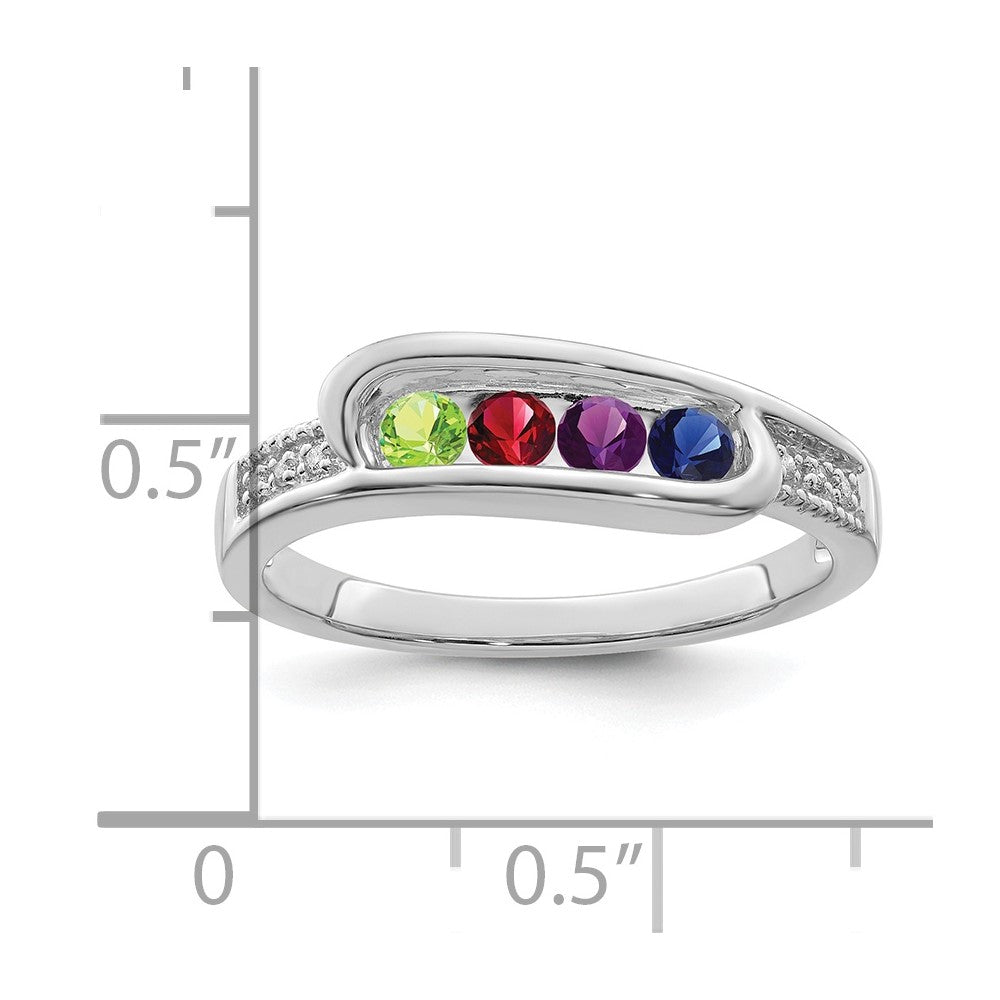 14K White Gold Family Jewelry Genuine Stone & Diamond Set Ring