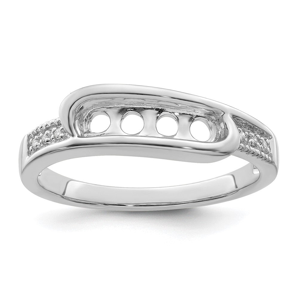14K White Gold Family Jewelry Genuine Stone & Diamond Set Ring
