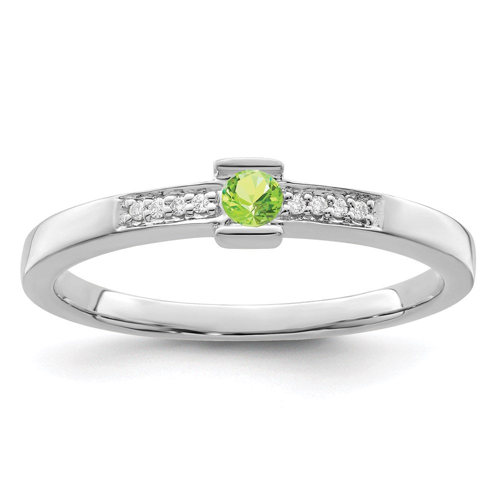 14K White Gold Family Jewelry Synthetic Stone & Diamond Set Ring