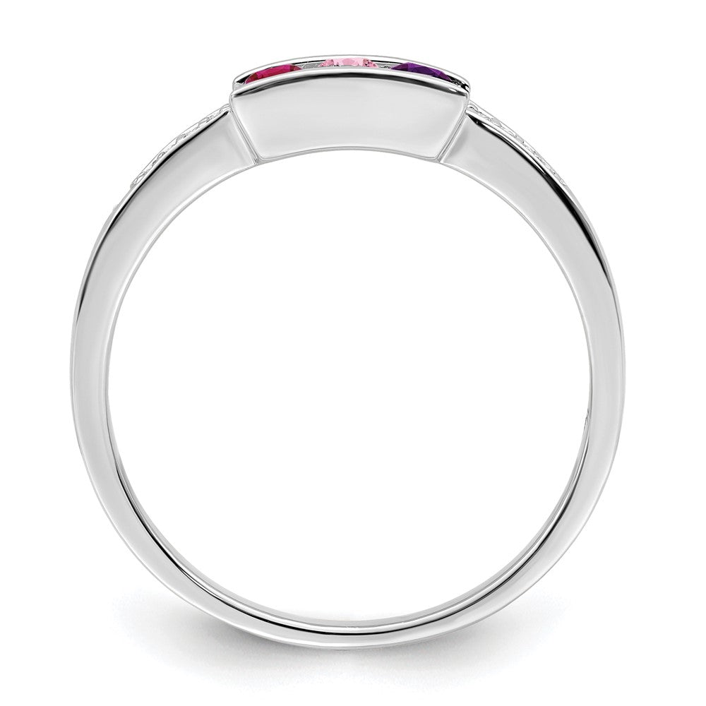14K White Gold Family Jewelry Genuine Stone & Diamond Set Ring