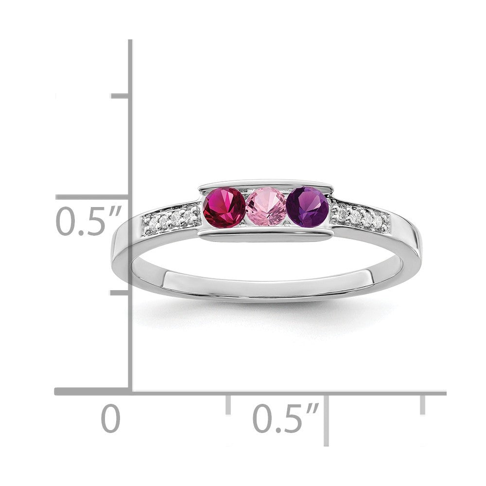 14K White Gold Family Jewelry Genuine Stone & Diamond Set Ring