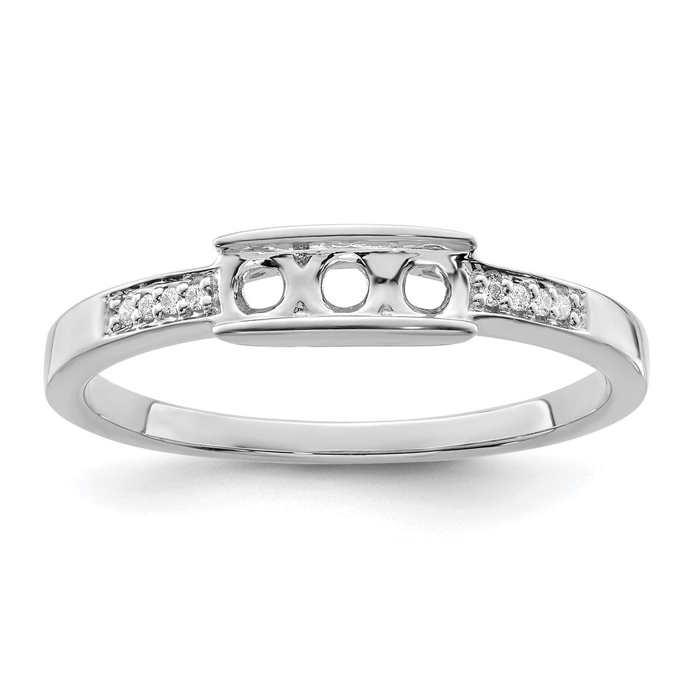 14K White Gold Family Jewelry Genuine Stone & Diamond Set Ring
