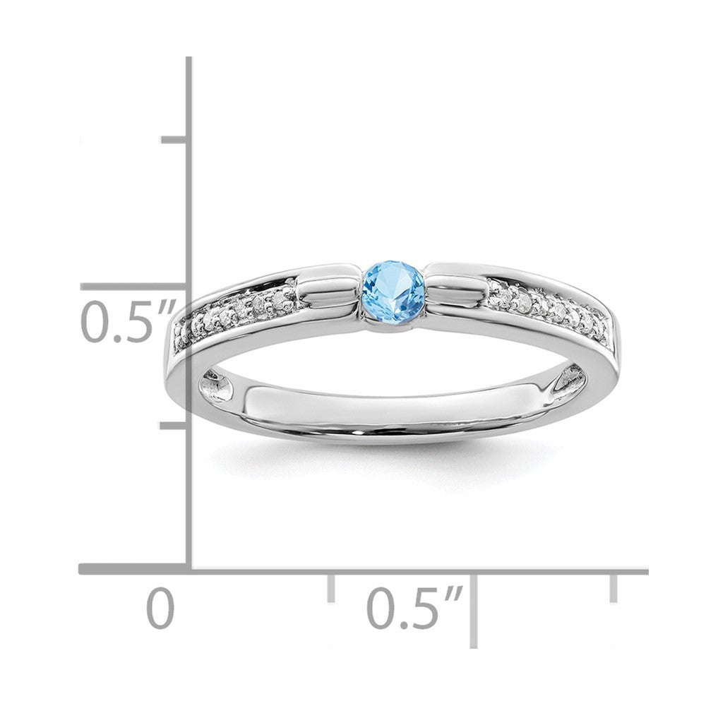 14K White Gold Family Jewelry Synthetic Stone & Diamond Set Ring