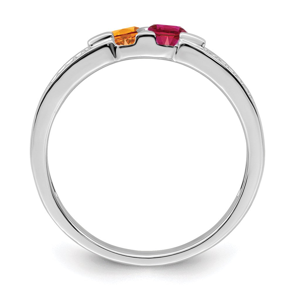 14K White Gold Family Jewelry Genuine Stone & Diamond Set Ring