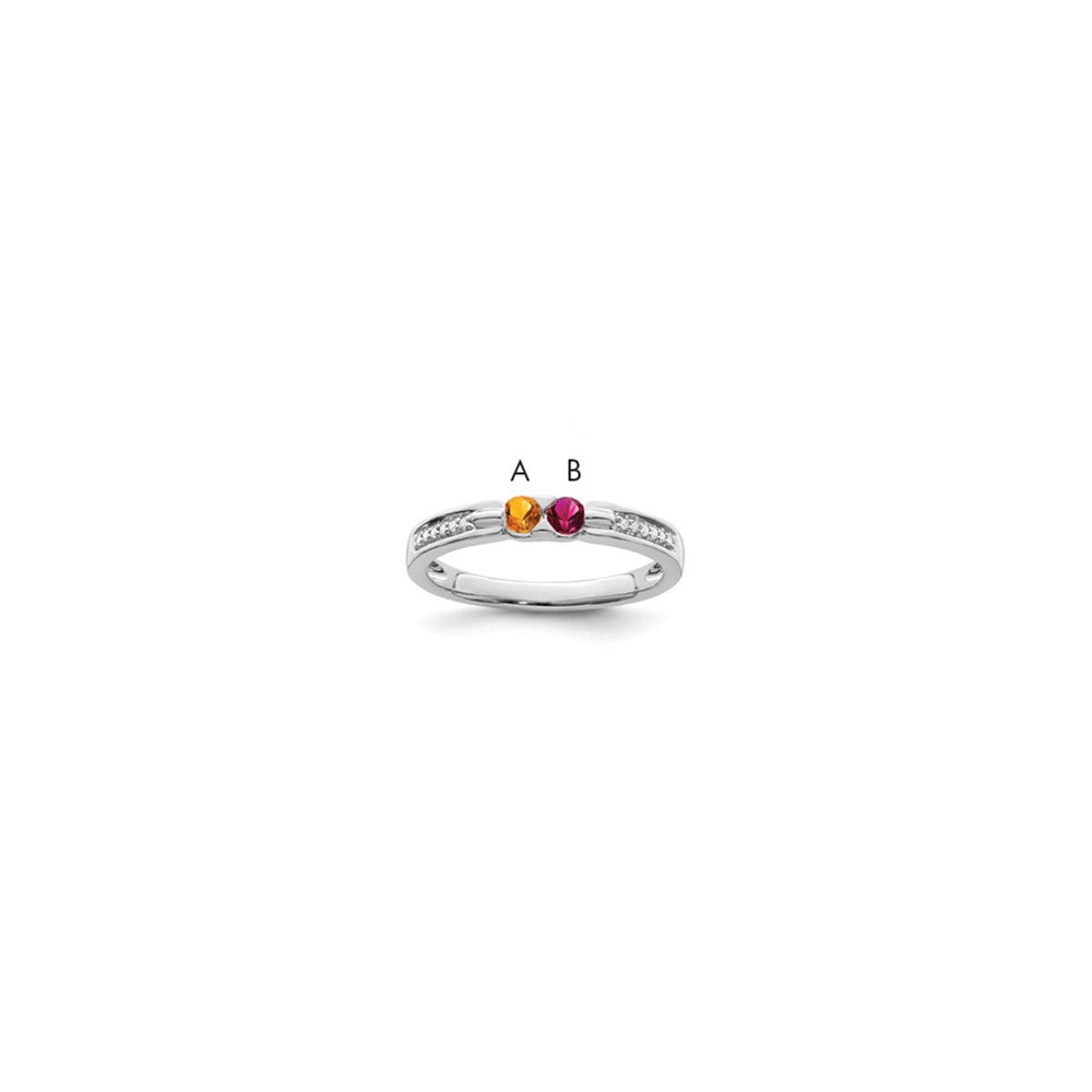 14K White Gold Family Jewelry Synthetic Stone & Diamond Set Ring