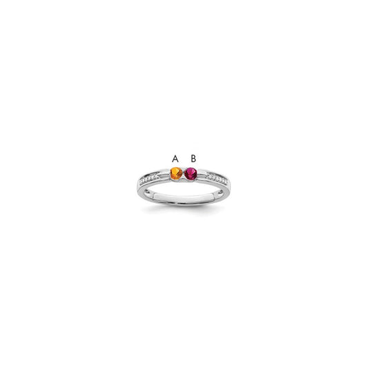 14K White Gold Family Jewelry Genuine Stone & Diamond Set Ring