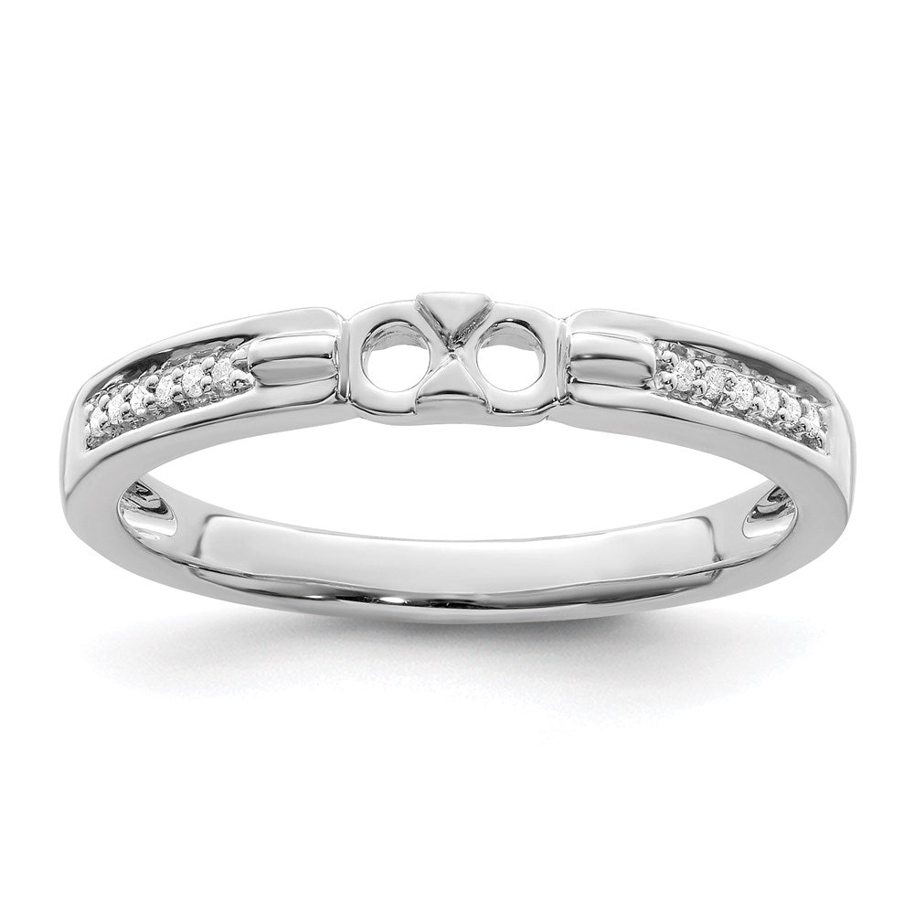 14K White Gold Family Jewelry Synthetic Stone & Diamond Set Ring