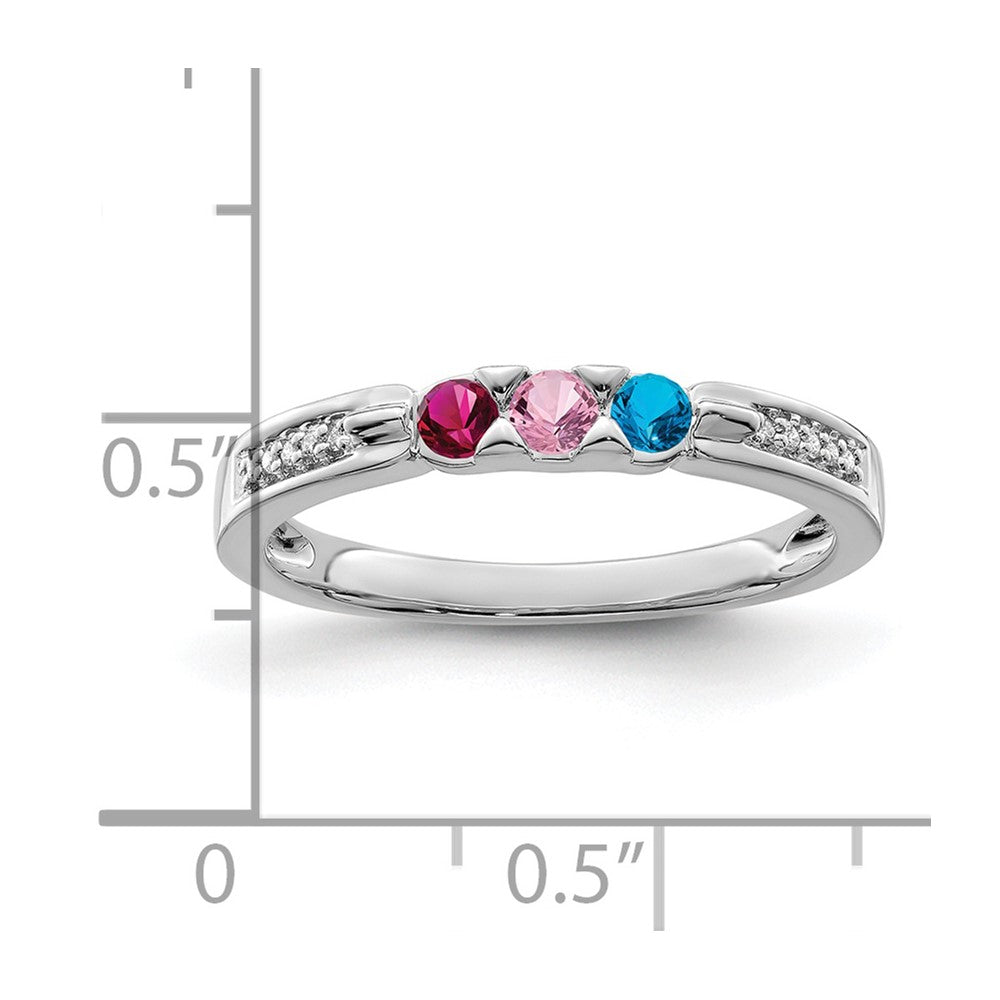 14K White Gold Family Jewelry Synthetic Stone & Diamond Set Ring