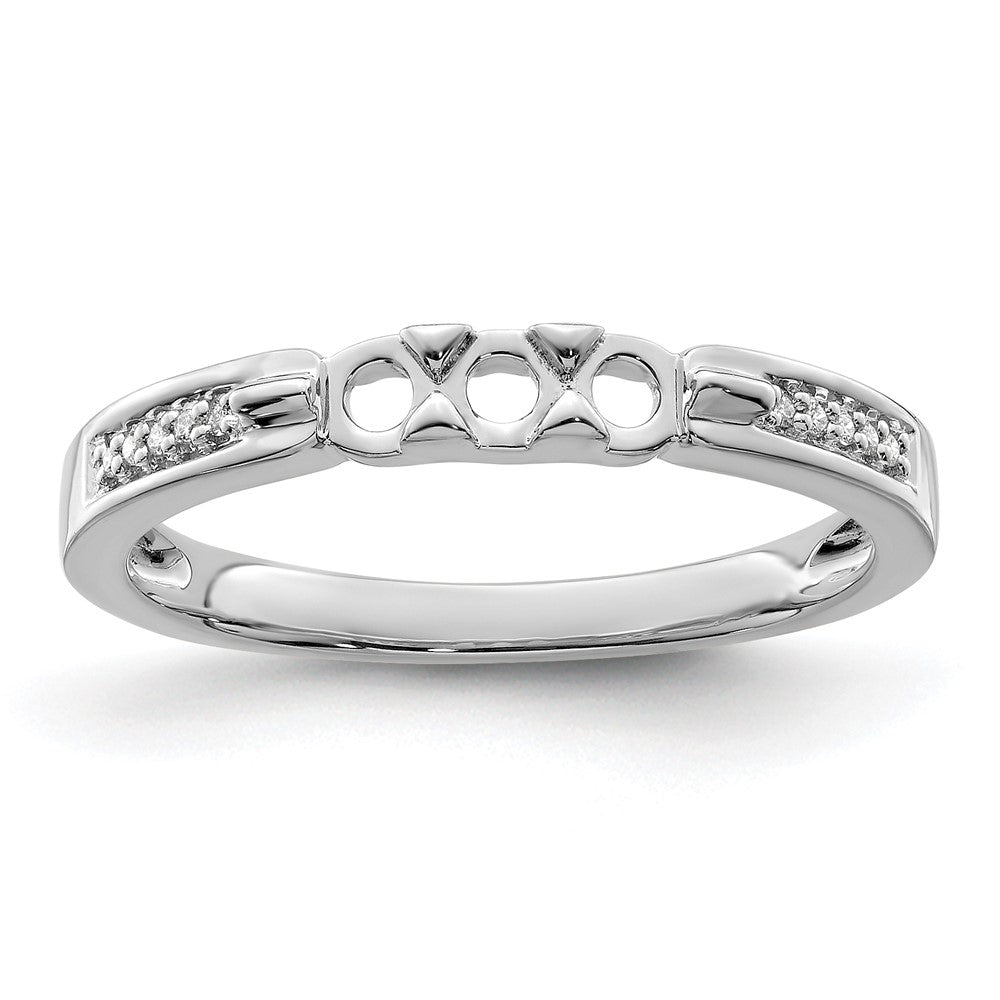 14K White Gold Family Jewelry Synthetic Stone & Diamond Set Ring