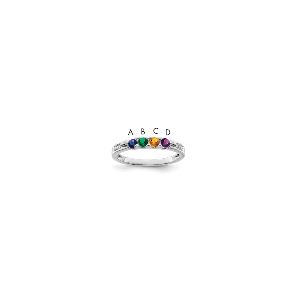 14K White Gold Family Jewelry Synthetic Stone & Diamond Set Ring