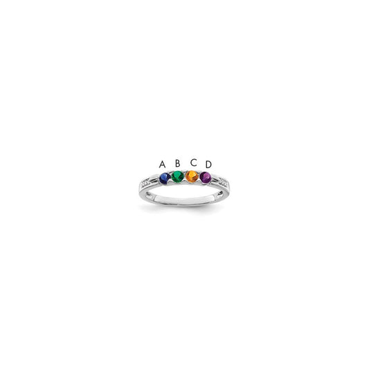 14K White Gold Family Jewelry Synthetic Stone & Diamond Set Ring