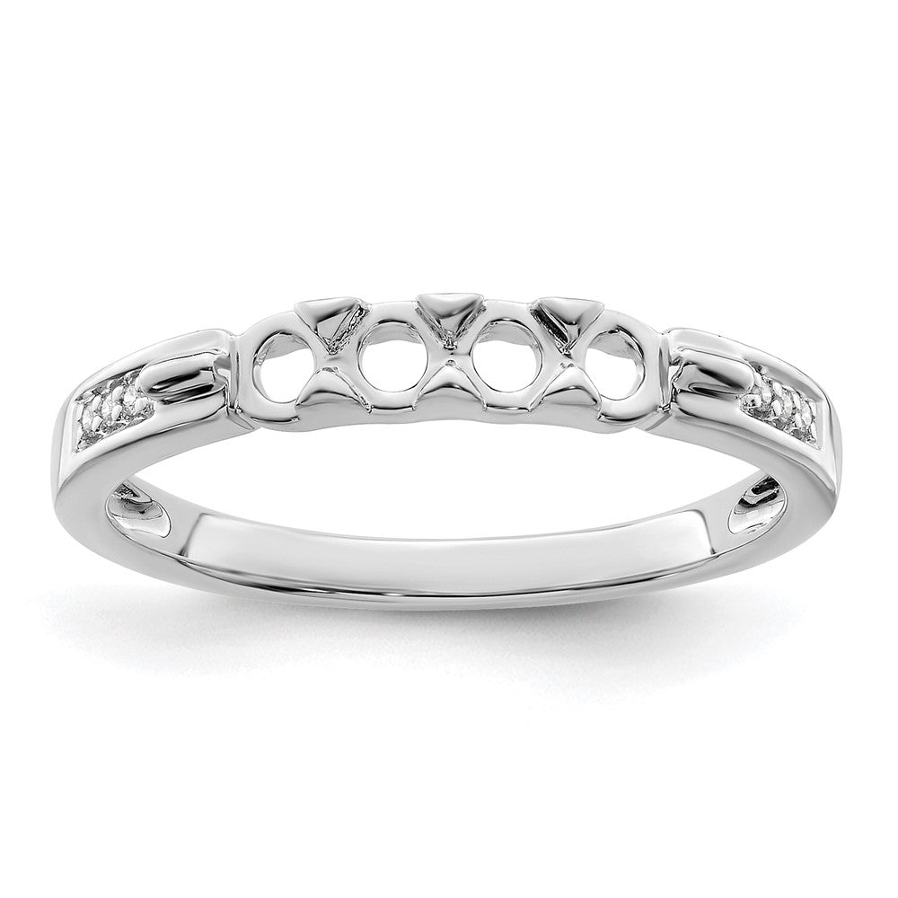14K White Gold Family Jewelry Synthetic Stone & Diamond Set Ring