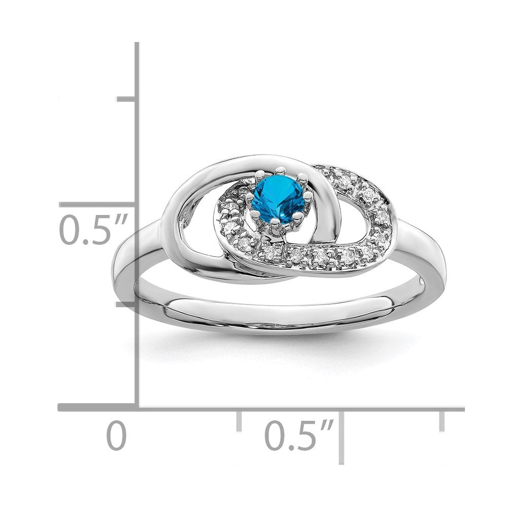 14K White Gold Family Jewelry Synthetic Stone & Diamond Set Ring