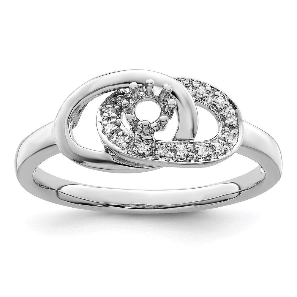 14K White Gold Family Jewelry Diamond Semi-Set Ring