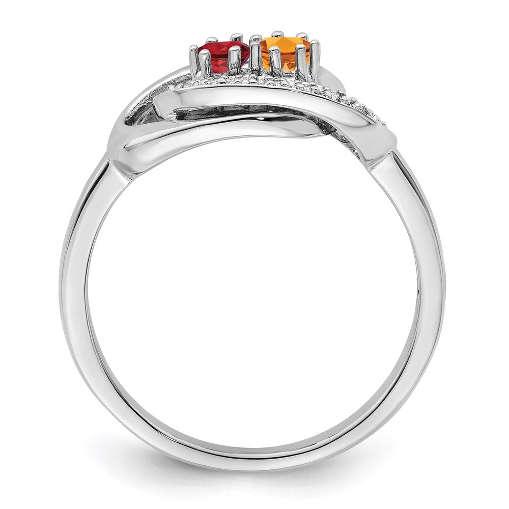 14K White Gold Family Jewelry Synthetic Stone & Diamond Set Ring